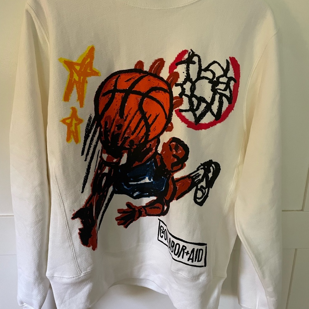 Just Don Collaboraid Basketball Champion White Reverse Weave Sweatshirt